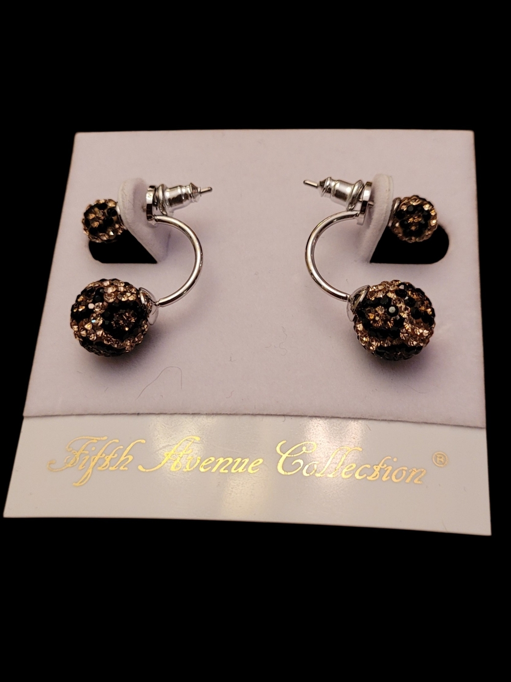 🥳4/$75!🥳 Black and Gold Swarovaki Crystal Double-Sided Stud Earrings